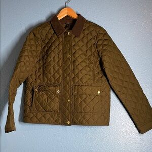 J. Crew Olive Quilted Puffer Jacket women size S